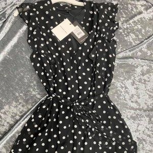 Plus Size Polka Dot Button Slim Dress Women V-neck